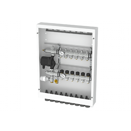 Интегрированный коллектор Thermotech из нержавеющей стали со встроенным смесительным узлом на 10 контуров. 56210-1